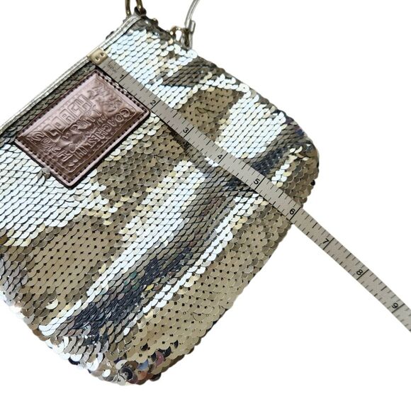 Coach Poppy Pop Disco Crossbody Bag Silver Sequins NWT - Picture 13 of 15